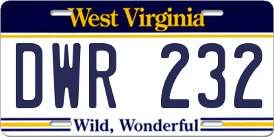 WV license plate DWR232