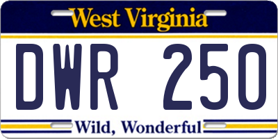 WV license plate DWR250