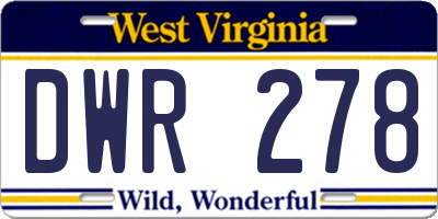 WV license plate DWR278