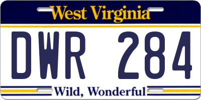 WV license plate DWR284