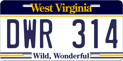 WV license plate DWR314