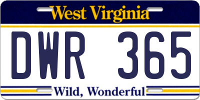 WV license plate DWR365
