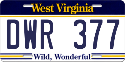 WV license plate DWR377