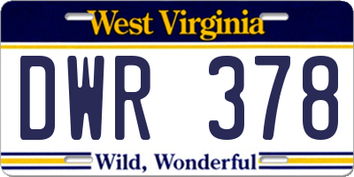 WV license plate DWR378