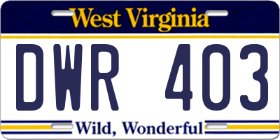 WV license plate DWR403
