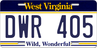 WV license plate DWR405