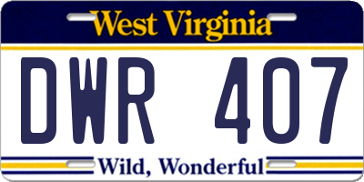 WV license plate DWR407