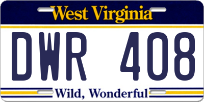 WV license plate DWR408