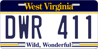 WV license plate DWR411