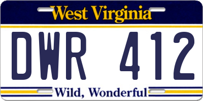 WV license plate DWR412