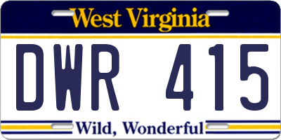 WV license plate DWR415