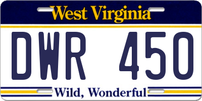 WV license plate DWR450