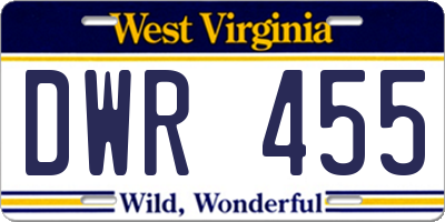 WV license plate DWR455