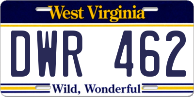 WV license plate DWR462