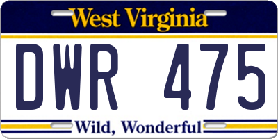 WV license plate DWR475