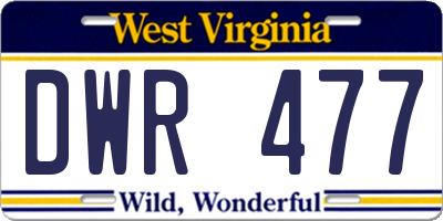 WV license plate DWR477