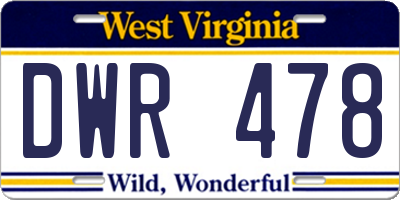 WV license plate DWR478