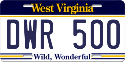 WV license plate DWR500
