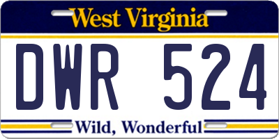 WV license plate DWR524