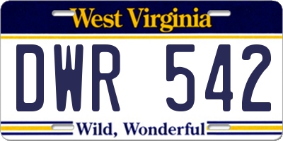 WV license plate DWR542