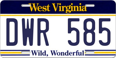 WV license plate DWR585
