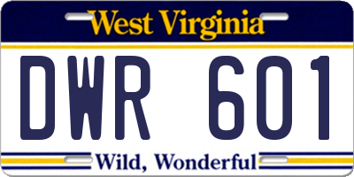 WV license plate DWR601