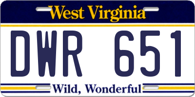 WV license plate DWR651