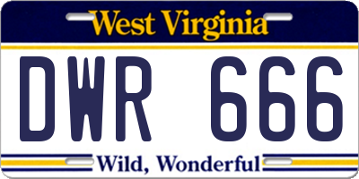 WV license plate DWR666