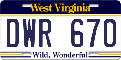 WV license plate DWR670