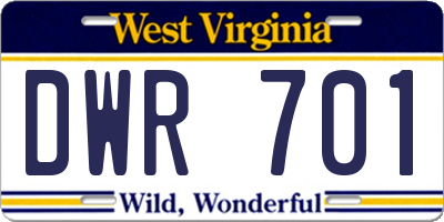 WV license plate DWR701