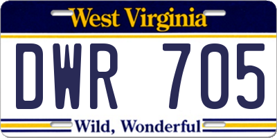 WV license plate DWR705