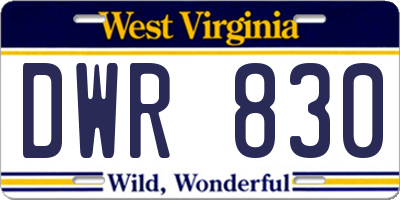 WV license plate DWR830
