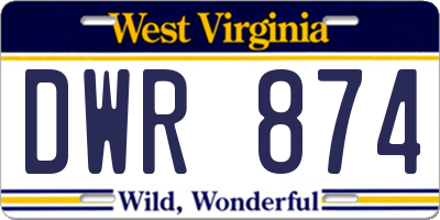 WV license plate DWR874