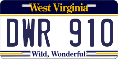 WV license plate DWR910