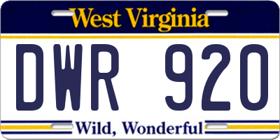 WV license plate DWR920