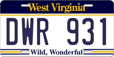 WV license plate DWR931
