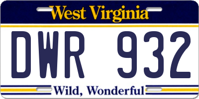 WV license plate DWR932