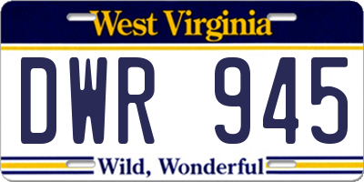 WV license plate DWR945