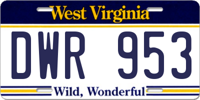 WV license plate DWR953