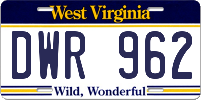 WV license plate DWR962