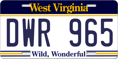 WV license plate DWR965
