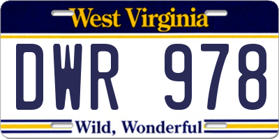 WV license plate DWR978