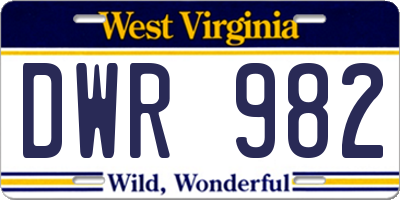WV license plate DWR982