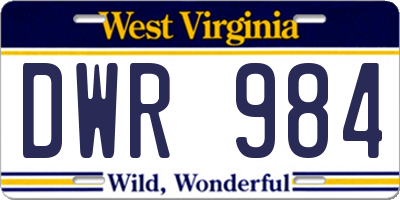 WV license plate DWR984