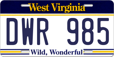WV license plate DWR985