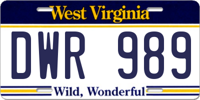 WV license plate DWR989