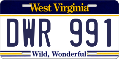 WV license plate DWR991