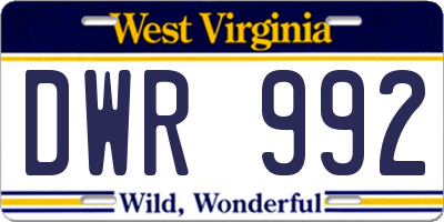 WV license plate DWR992