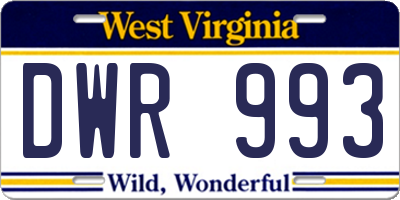 WV license plate DWR993