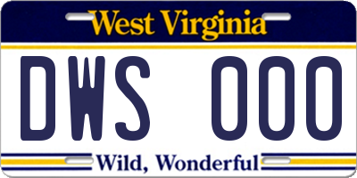 WV license plate DWS000